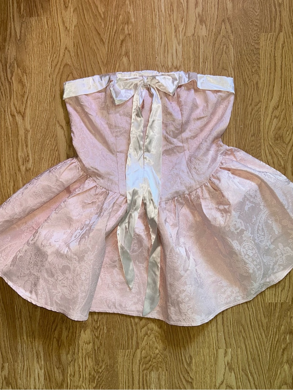 XL Babydoll Satin Bow Pink Mini Dress